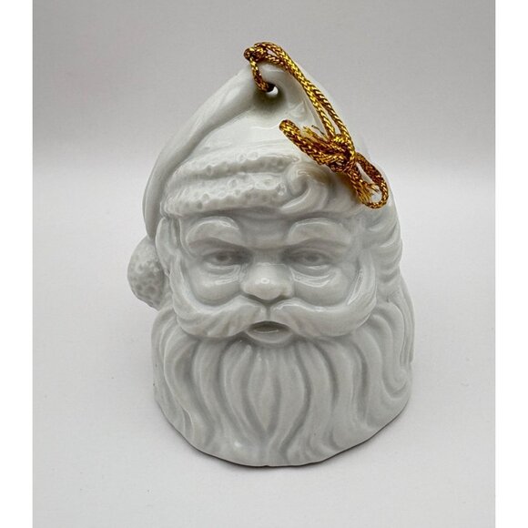 Vintage Santa Claus Bell Christmas Tree Ornament White Porcelain Face Head - Picture 8 of 8